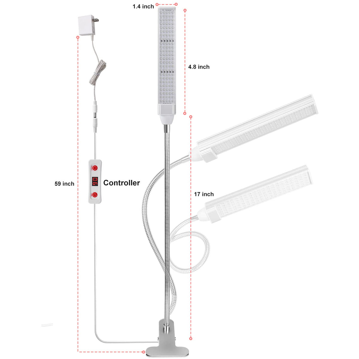 MAINENG Infrared & Red Light Therapy Lamp with Timer, 660nm & 850nm LED - M7685