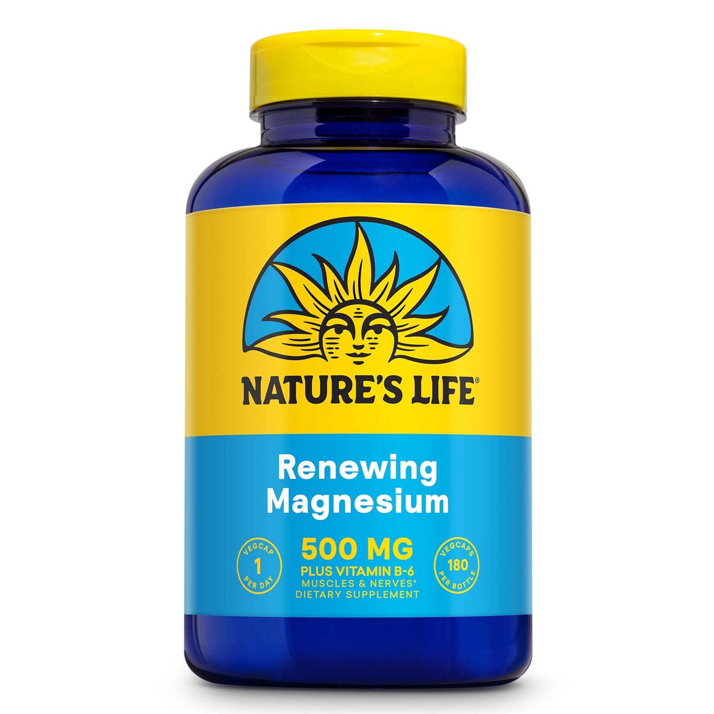 Nature’s Life Renewing Magnesium 500 mg - Magnesium Citrate, Magnesium Malate, Magnesium Oxide Plus Vitamin B-6 - Muscles and Nerves Support - Lab Verified - 275 Servings, 275 VegCaps