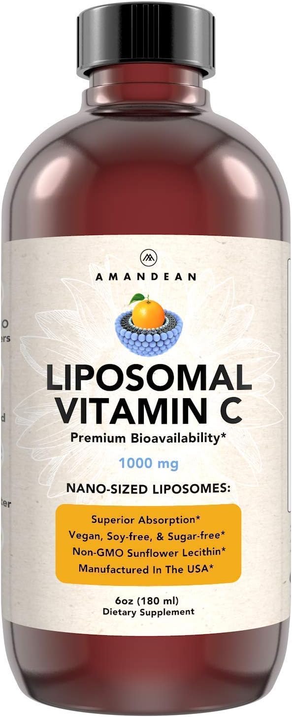 AMANDEAN Liposomal Vitamin C 1000mg, Liquid, Quali-C, Vegan, Non-GMO