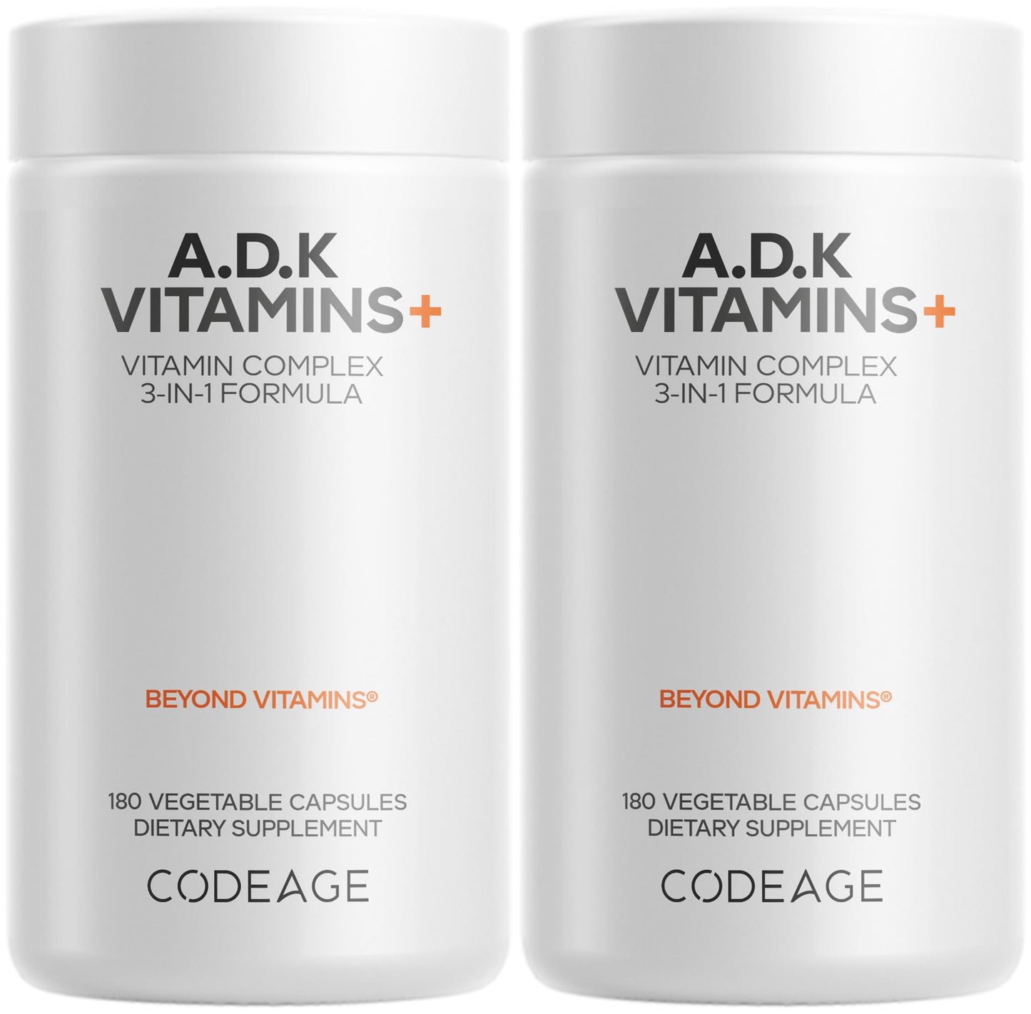 Codeage ADK Vitamins Supplement - Essential Vitamin A, D3 5000 IU, K1 & K2 (MK4 & MK7) - 6-Month Supply - 1 Capsule per Serving, Non-GMO, Gluten-Free - 180 Capsules