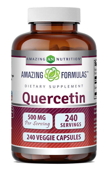 Amazing Formulas Quercetin 500mg Veggie Capsules Supplement | Non-GMO | Gluten Free | Supports Overall Health & Well Being (240 Count)