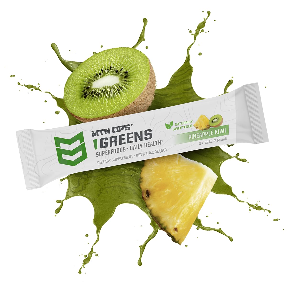 MTN OPS Daily Greens Superfood Powder Stick Packs, Raspberry