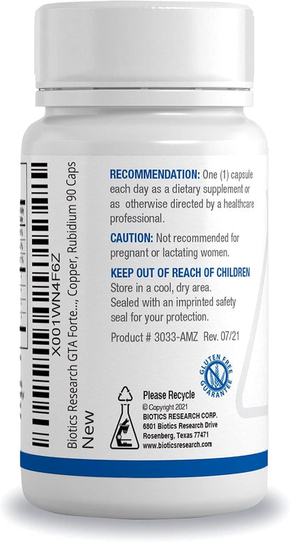 BIOTICS RESEARCH GTA-Forte® – Endocrine Glands Support, Promotes Optimal Hormonal Balance, Contains Porcine Glandular, Phytochemically Bound Trace Elements™ Zinc, Selenium, Copper, Rubidium 90 Caps