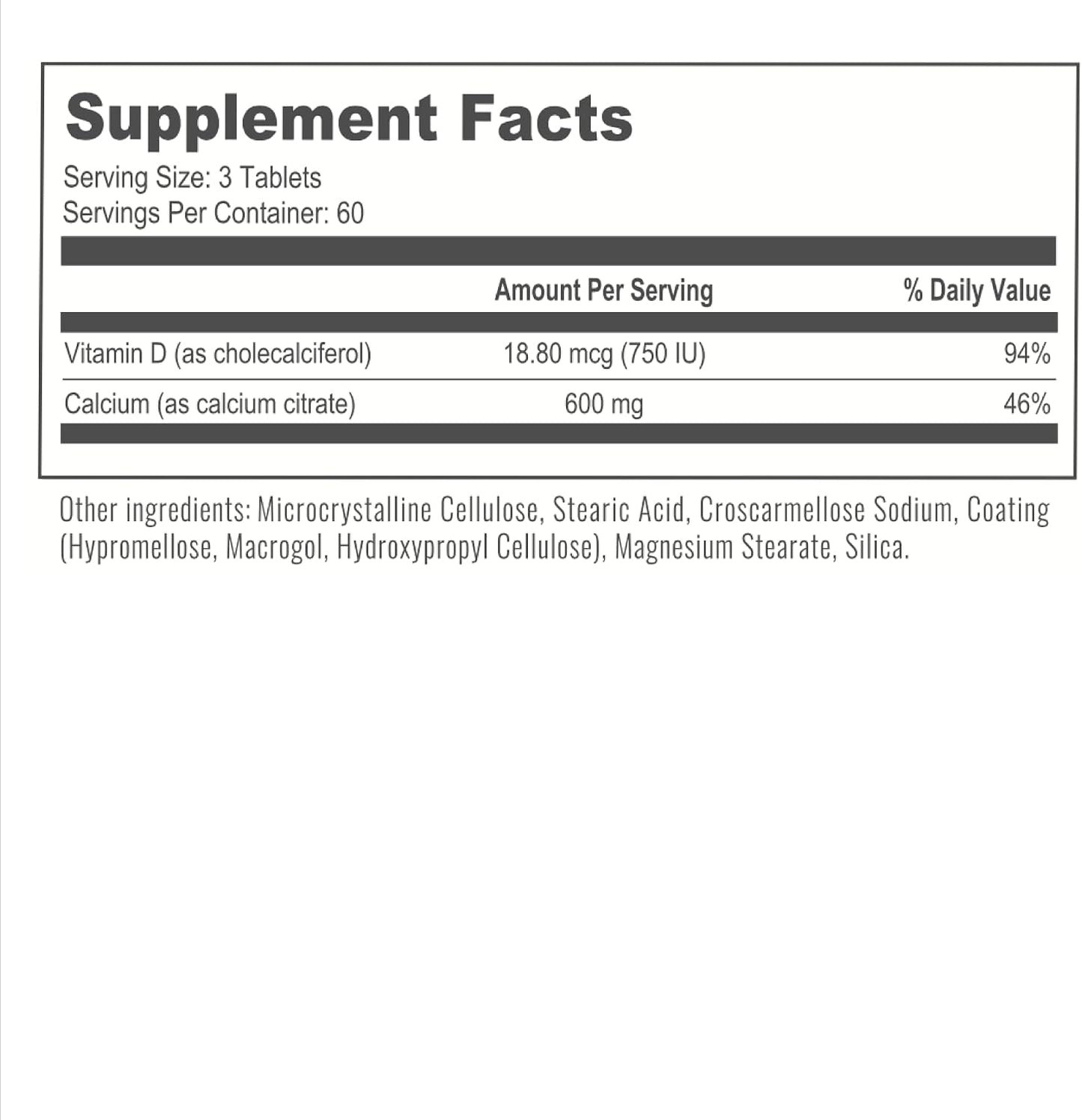 BariatricPal Easy Swallow Calcium Citrate (600mg) and D3 Coated Tablets (30-Day Supply)