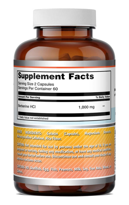 Amazing Formulas Berberine 1000mg Per Serving Capsules Supplement | Non GMO | Gluten Free | Made in USA (360 Count)