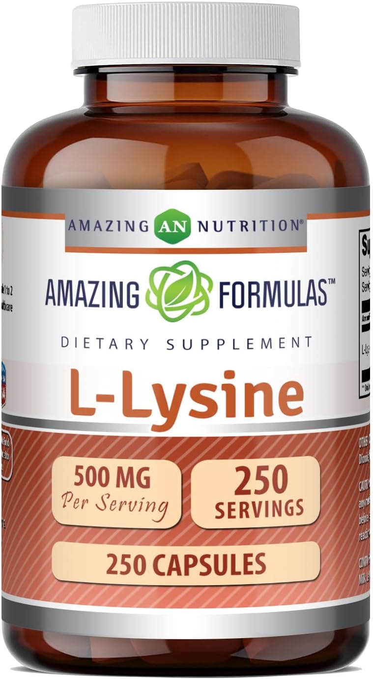 Amazing Formulas L-Lysine 500 Mg Amino Acid Supplement | Capsules | Non-GMO | Gluten-Free | Made in USA (1 Pack | 250 Count)