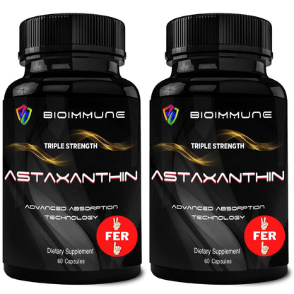 BioImmune 2 Pack Triple Strength AstaQuil™ Astaxanthin 12mg Enhanced Absorption, 120 Softgels w/Organic Coconut Oil. Powerful Antioxidant for Eye, Joint & Heart Health