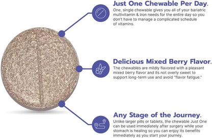 Bari Life Just One Chewable, Once Daily Bariatric Multivitamin and Iron