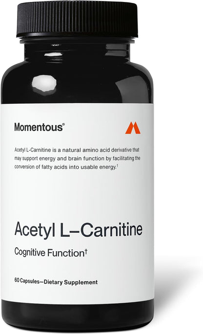 Momentous Acetyl L-Carnitine - Brain Function & Cognitive Support Supplement - Boosts Mental Clarity & Energy Production - NSF Certified for Sport - 500 mg - 60 Servings