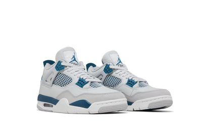 Nike Mens Air Jordan 4 Retro Basketball Shoe, OFF WHITE/MILITARY BLUE-NEUTRAL GREY, 8 UK (9 US)