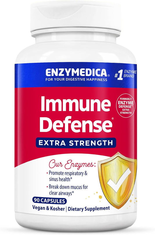 Enzymedica Immune Defense Extra Strength Caps - 90 Capsules | Proteolytic Enzyme Supplement for Men & Women, Immune Health Support Supplement with Protease, Catalase, Vegan