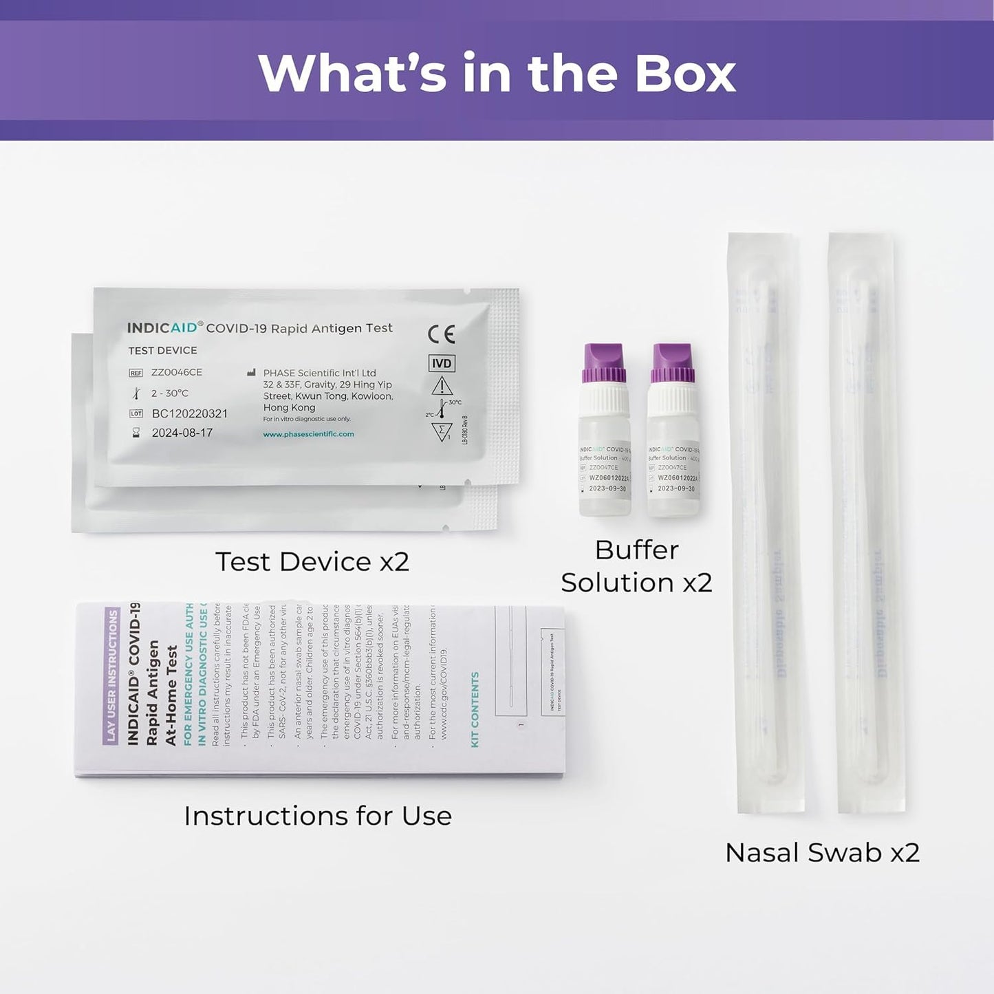 INDICAID COVID-19 Antigen Rapid Test, FDA EUA Authorized OTC COVID Home Test, 2 COVID Tests in a Individual Pack, Convenient for Both Home Use and Business Distribution, HSA/FSA Eligible, Easy to Use | |Easy to use| Accurate and Fast Result|Fast/free Prim