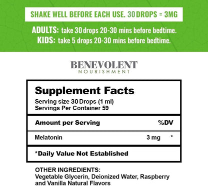 Liquid Melatonin for Kids and Adults 3mg & Liquid Chlorophyll Bundle - Natural Sleep Aid Drops, Berry Vanilla Flavor, Made in USA - Sleep Support & Skin Support