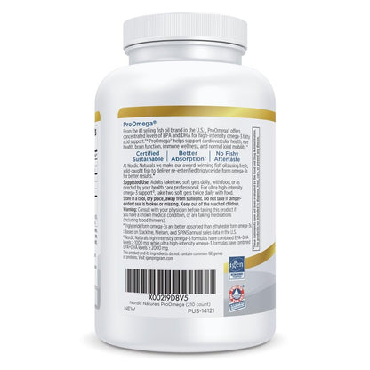 Nordic Naturals ProOmega, 1280 mg Omega-3, High Potency, Lemon, 90 Count | High Potency Fish Oil with EPA & DHA - Promotes Brain, Eye, Heart, & Immune Health - Non-GMO -90 servings