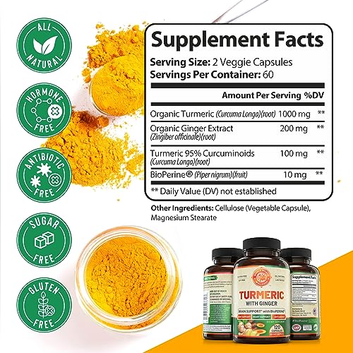 Organic Turmeric Curcumin with Ginger and Black Pepper for Max Absorption