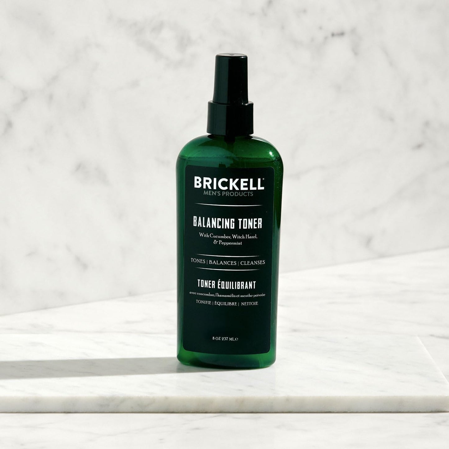 Brickell Men's Balancing Toner for Men, Alcohol-Free Mint Facial Toner with Witch Hazel, Aloe, and Cucumber, 8 Ounce, Scented