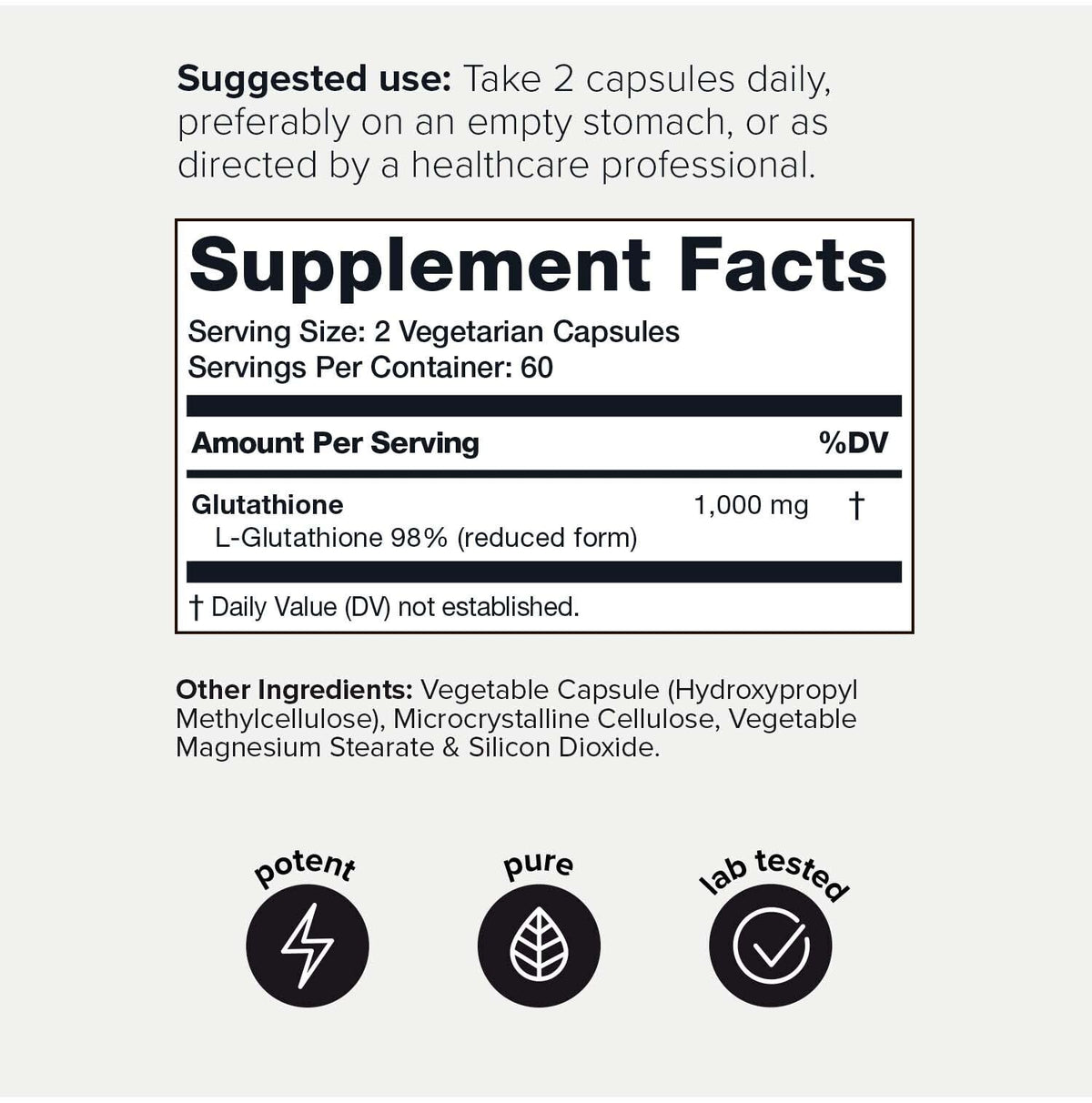 Toniiq Ultra High Strength Glutathione Capsules - 1000mg Concentrated Formula - 98%+