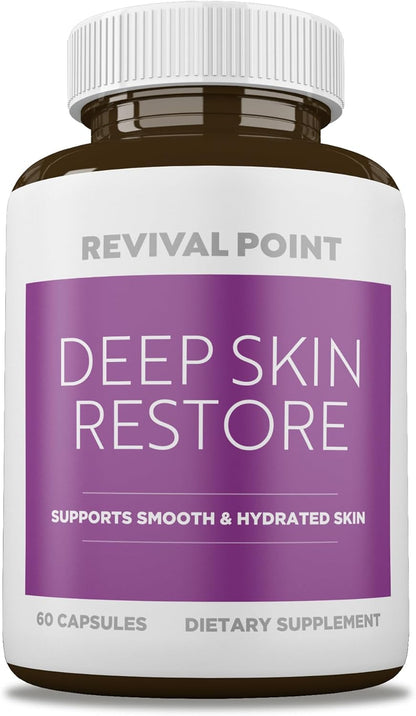 Deep Skin Restore- Advanced Dermal Repair Complex to Boost Firmness, Hydration, & Elasticity– Vegan Collagen Builder & Skin Supplement with 6 Clinically Proven Ingredients– 60 Capsules