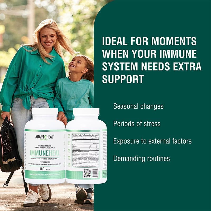ADAPTOHEAL Immunheal Immune System Support Reishi, Ginseng (180 Caps)