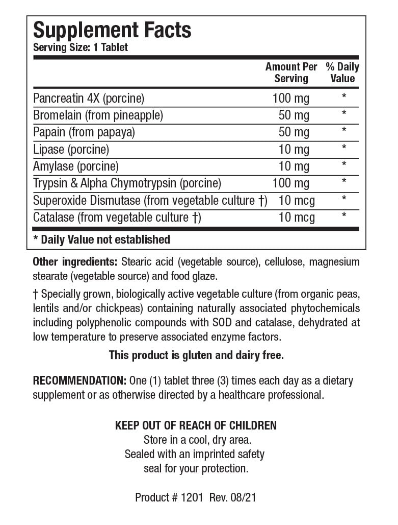 Biotics Research Intenzyme Forte™ Proteolytic Pancreatic Enzymes, Pancreatin, Bromelain, Papain, Lipase, Amylase–Supplement Supports Healthy Protein Digestion–Immune & Circulatory Function 100 Tablets
