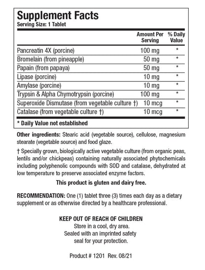 Biotics Research Intenzyme Forte™ Proteolytic Pancreatic Enzymes, Pancreatin, Bromelain, Papain, Lipase, Amylase–Supplement Supports Healthy Protein Digestion–Immune & Circulatory Function 100 Tablets