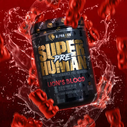ALPHA LION Superhuman Pre Workout Powder, Beta Alanine, L-Taurine & Tri-Source Caffeine for Sustained Energy & Focus, Nitric Oxide & Citrulline for Pump (21 Servings, Sour Gummy Bear Flavor)