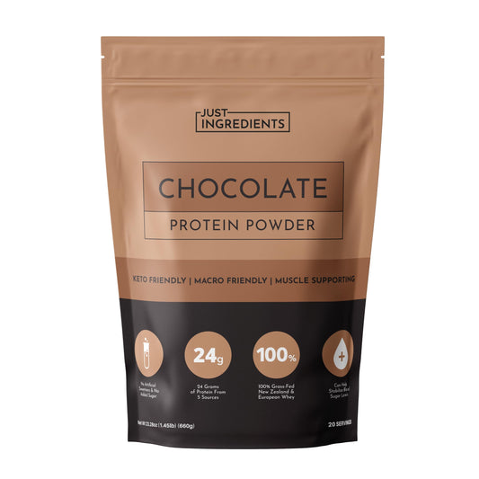 JUST INGREDIENTS Vanilla Bean Protein Powder – 20-Serving Blend with 100% Grass-Fed Whey & Organic Plant Proteins – Real Vanilla Bean & Cinnamon – Supports Muscle Recovery, Energy*