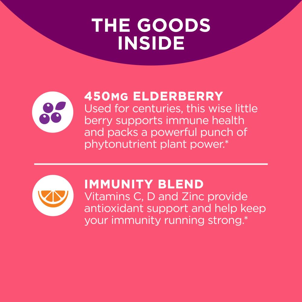 OLLY Extra Strength Elderberry Gummies, Immune Support, 450mg Elderberry, Vitamin C
