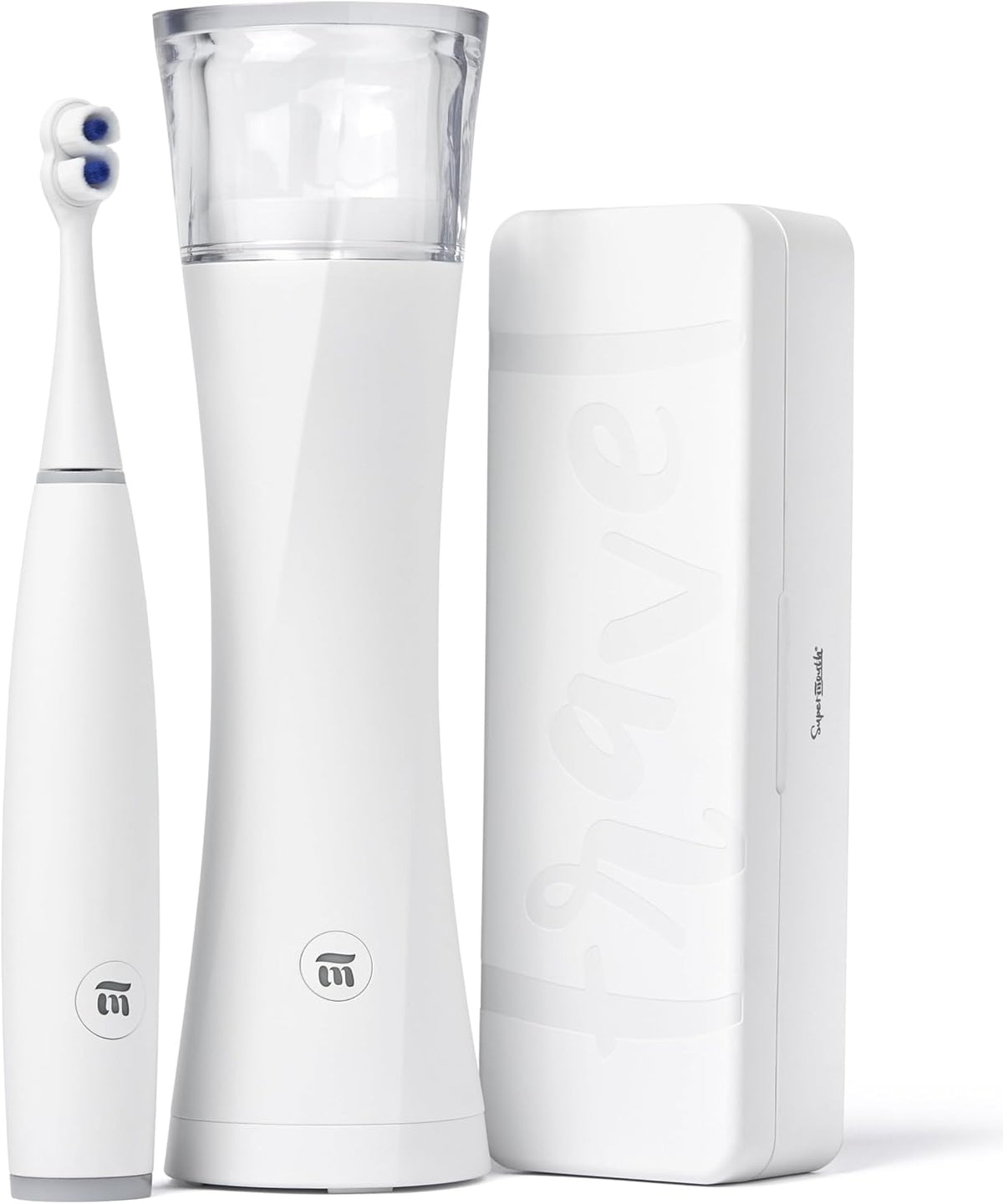 SuperMouth ULTIM8 Electric Toothbrush Bundle – SmartBrush + SmartHub + SmartCase – Rechargeable Brush – UV Sanitizing & Drying Hub with Wireless Charging – Travel Case with UV Light – Pearly White
