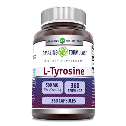 Amazing Formulas L-Tyrosine Amino Acid Supplement | 500 Mg per Serving | 180 Capsules | Non-GMO | Gluten-Free | Made in USA