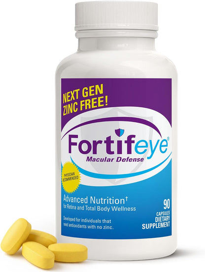 Fortifeye Vitamins Macular Defense Multivitamin-30 Day Supply, 90 Tablets (Zinc Free), All Natural Total Body & Eye Vitamins for Vision, Pure Macular Support Formula, Complex Eye Vitality Supplement