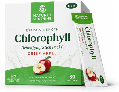 Nature's Sunshine Chlorophyll Stick Packs: Supercharge Your Detox and Boost Gut Health in Convenient, Delicious Stick Packs (Crisp Apple)