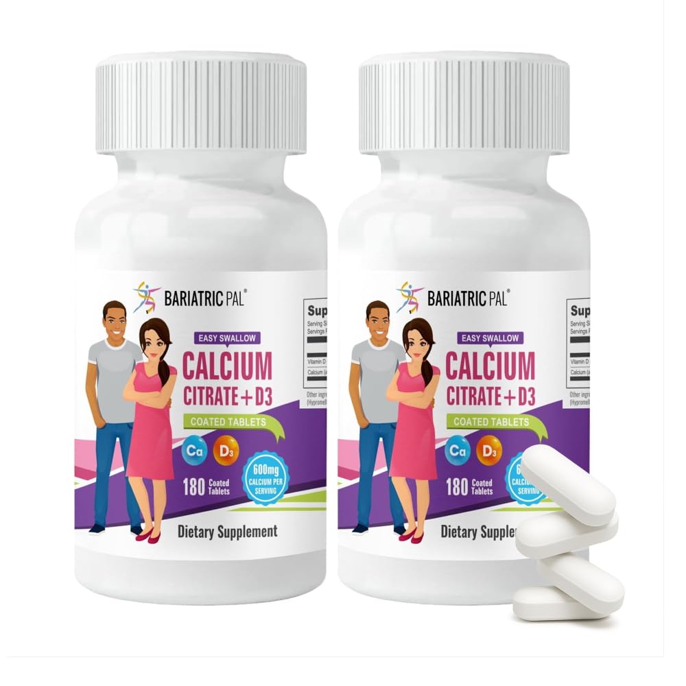 BariatricPal Easy Swallow Calcium Citrate (600mg) and D3 Coated Tablets (30-Day Supply)