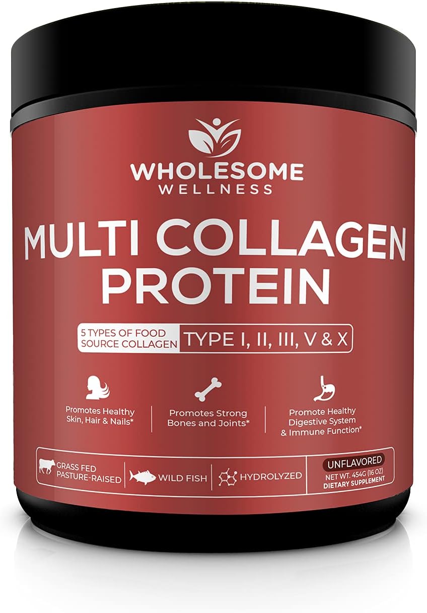 Multi Collagen Protein Powder Hydrolyzed (Type I II III V X) + Whole Food Multivitamin for Men - Natural Multi Vitamins, Minerals, Organic Extracts Bundle