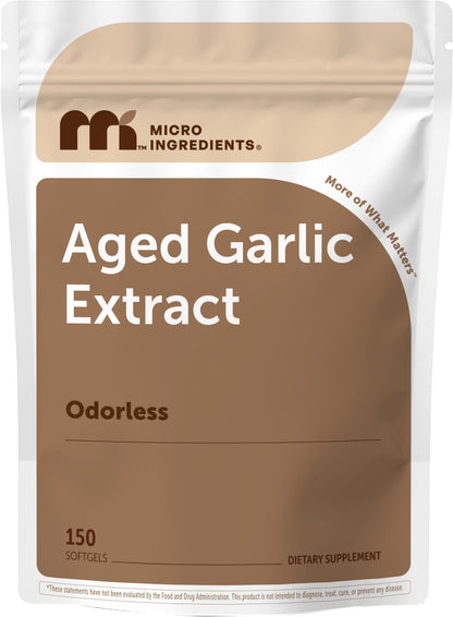 Micro Ingredients Odorless Garlic, 300 Softgels | 2 Years Aged Garlic Extract | Grown Allium Sativum Bulb | Natural Herbal Supplements | Non-GMO, Gluten Free