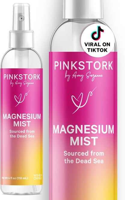 Pink Stork Magnesium Spray Mist, Unscented, 4 oz | For Calm, Stress, and Sleep, Seasickness Support, Pregnancy Must Haves, 200 mg per 6 Sprays