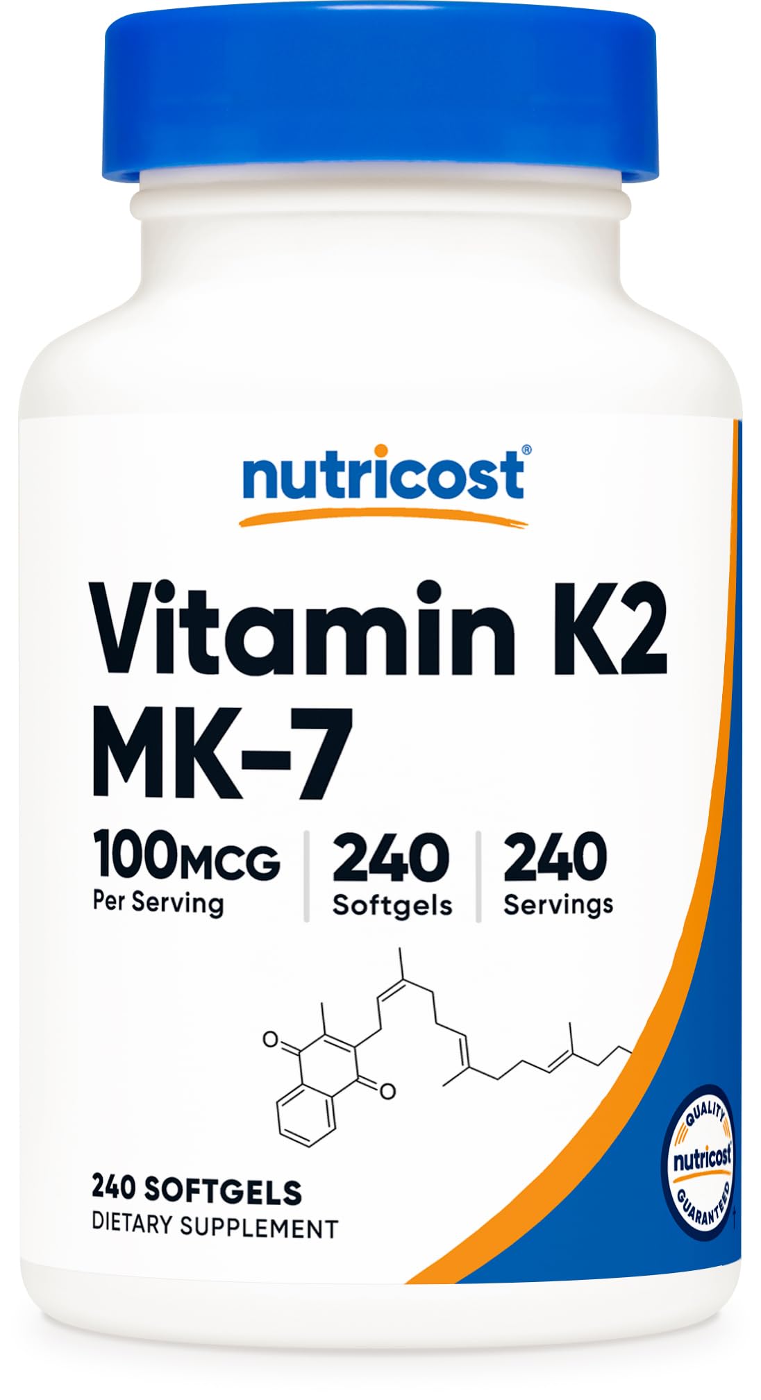 Nutricost Vitamin K2 MK-7 100 mcg, 240 Softgels, Gluten Free, GMO-Free | MK7
