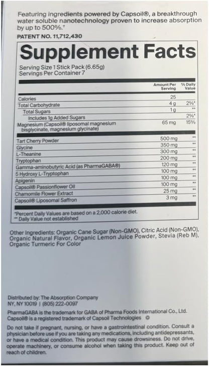 The Absorption Company Sleep Aid Powder - Calming Drink Mix Packets - 7PK