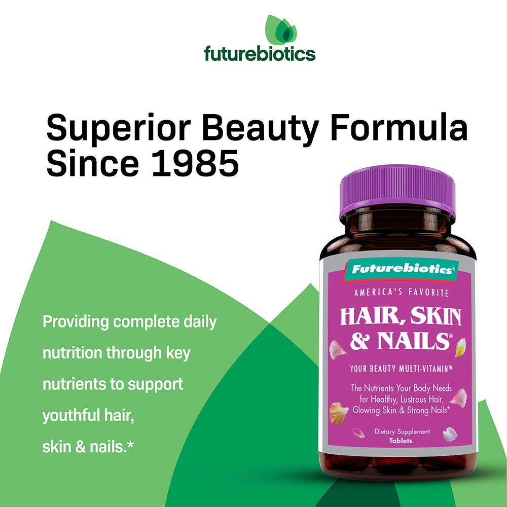 Futurebiotics Hair, Skin & Nails Beauty MultiVitamin with Biotin, Hair Vitamins and Skin Vitamins that Promote Healthy Hair and Nail, 180 Tablets
