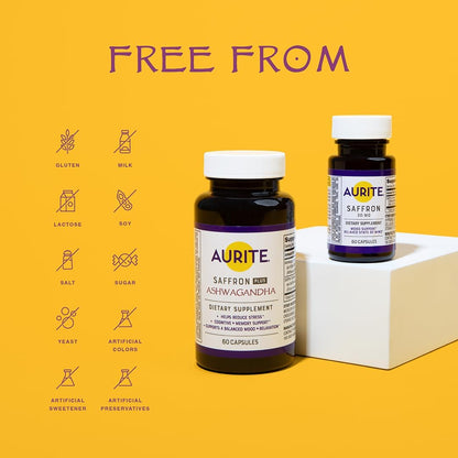Saffron Ashwagandha & Saffron Supplement Bundle. Stress Management, Mood Support, Long-Term Memory, Vegetarian Friendly, Non-GMO, Gluten-Free, Soy-Free