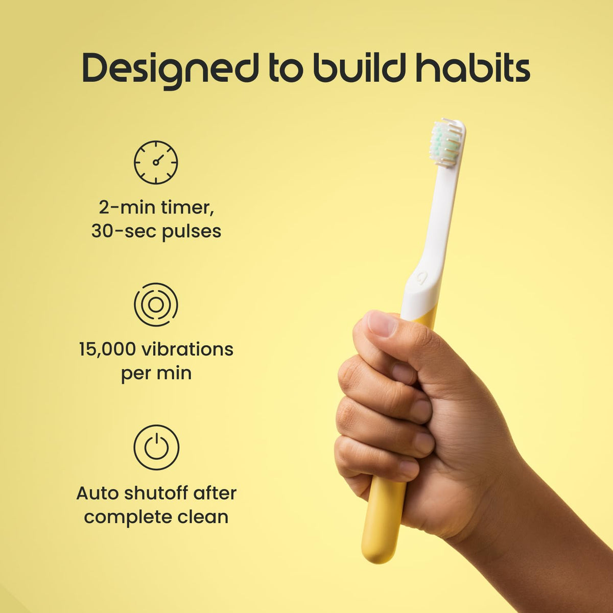 Quip Sonic Electric Toothbrush for Kids with Timer, Glow in the Dark Green