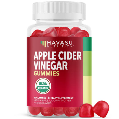 Apple Cider Vinegar Gummies, USDA Organic, Apple Flavor, 1-Month Supply | USDA Organic ACV Gummies for Digestive Health, Metabolism & Gut Support, Vegan, Gluten-Free, No Harsh Taste, 60ct