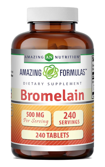Amazing Formulas Bromelain 500 Mg | Tablets Supplement | Non-GMO | Gluten-Free | Made in USA (Pack of 1 | 240 Count)