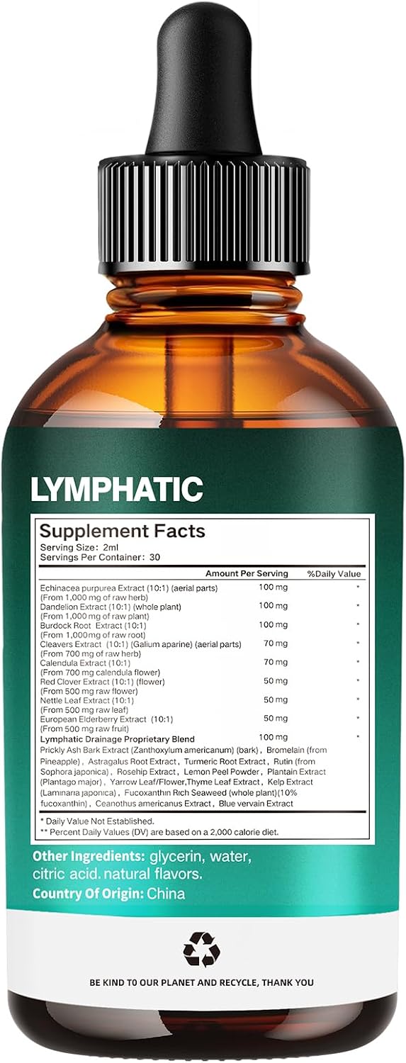 VivoNu 21-in-1 Liposomal Lymphatic Drainage Drops – Advanced Herbal Detox & Immune Booster with Echinacea, Burdock Root, Elderberry & Seaweed Extract – 6000mg High Potency, 2 fl oz