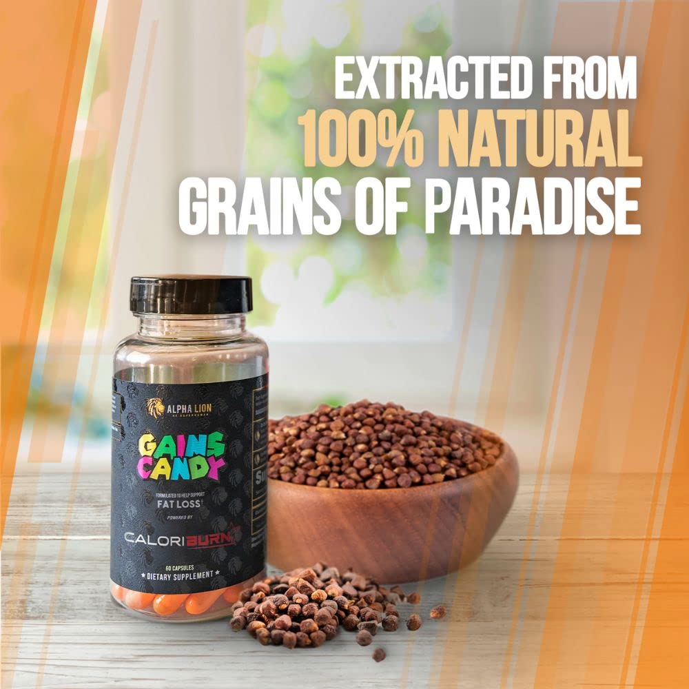 ALPHA LION Gains Candy, Supplement Pills that Support Weight Loss, Appetite Suppressant, Keto-Diet Friendly, Decrease Body Fat, Upgrade Energy & Workout Performance, 60 Capsules (MitoBurn®)
