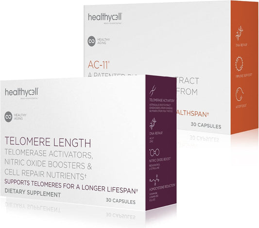 Healthycell Telomere Length + AC-11 | Anti-Aging & DNA Repair Supplement | Telomere Length + AC-11 DNA Repair Supplements - Advanced Anti-Aging & Cellular Health Support for Longevity