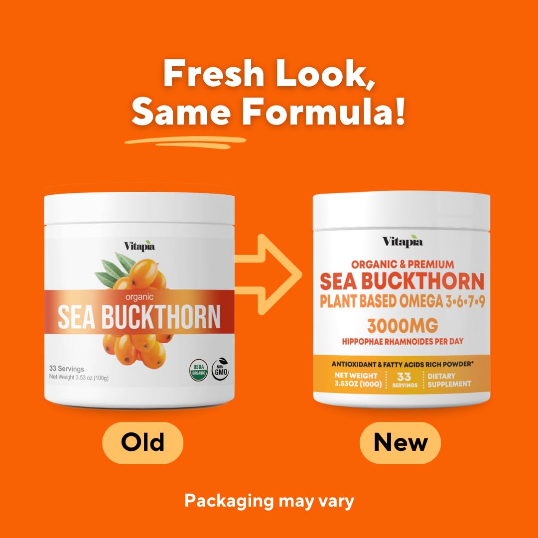 Omega 7 Sea Buckthorn Berry Oil 1000mg for Hair, Skin, Nails, Heart Health Support - 34% Palmitoleic Acid & Natural Omega 3 6 9 Fatty Acids Supplement - 120 Capsules, Non-GMO, Gluten-Free