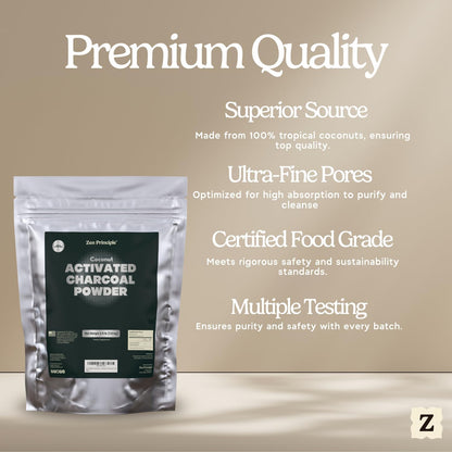 Zen Principle Coconut Activated Charcoal Powder. Whitens Teeth, Rejuvenates Skin and Hair, Supports Better Digestion. USA-Owned Producers, 2.5 lb