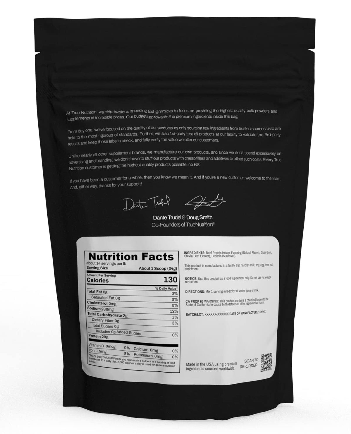 True Nutrition Grass Fed Beef Protein Isolate Powder, Chocolate, 1lb