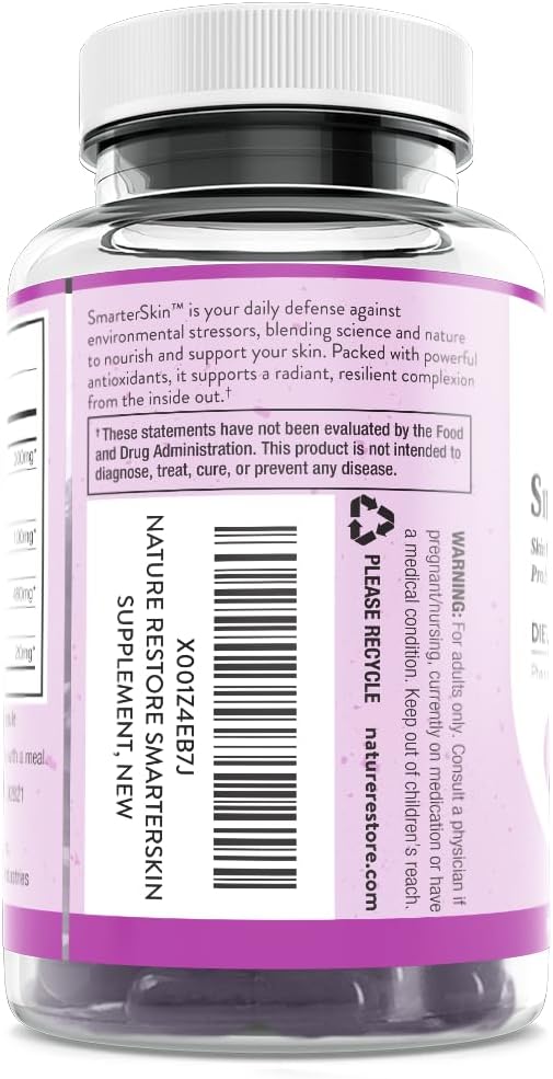 SmarterSkin. Polypodium Leucotomos & Verbascoside Skin Defense Supplement. Advanced Internal Cellular Antioxidant for Sun-Exposed Skin. Anti-Photoaging & Collagen Support, Vegan Capsules